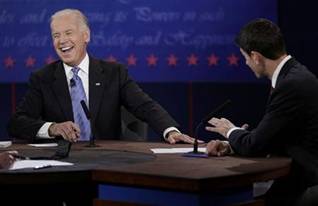 U.S. Vice President Biden debates Republican vice presidential nominee Ryan during the U.S. vice presidential debate in Danville